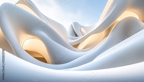 Abstract White Architecture With Flowing Curves