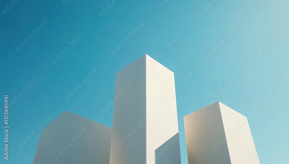 White Cubic Buildings Against Blue Sky White Cubic Buildings Against Blue Sky