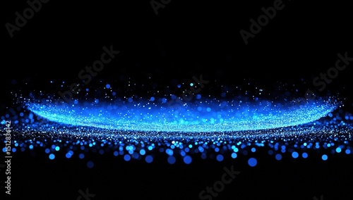 Abstract Blue Glittering Particles Background