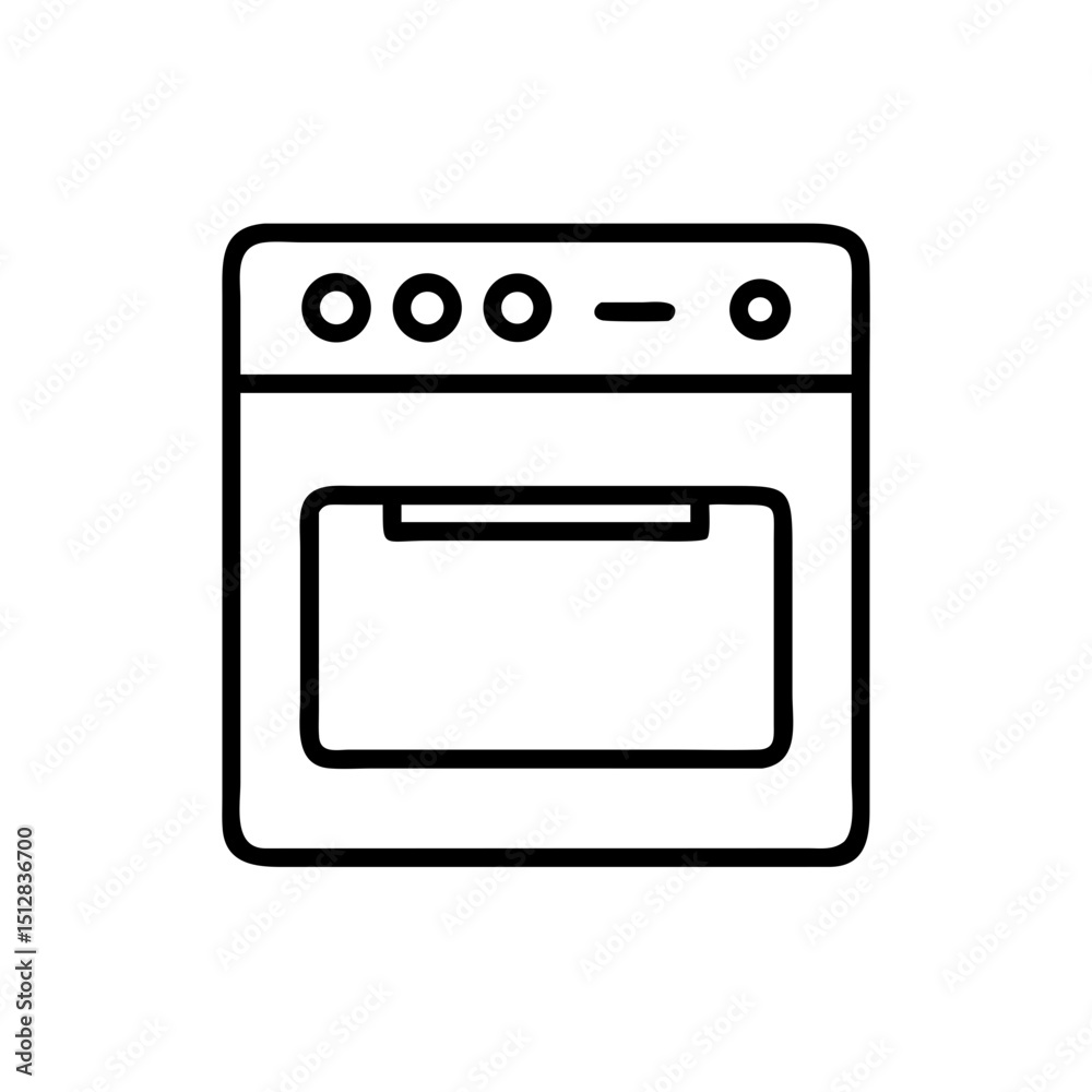 Cooking Oven Icon Kitchen Appliance In Simple Bold Outline Style Cooking Oven Icon Kitchen Appliance In Simple Bold Outline Style