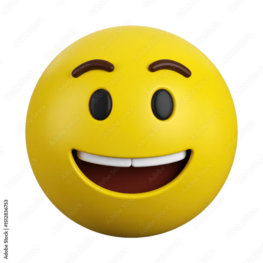 Fototapeta premium Realistic 3D smile emoji PNG