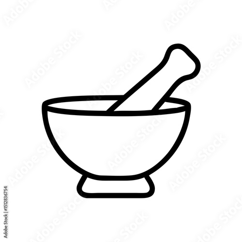 Traditional Mortar Pestle Icon Outline Style For Cooking And Medicine