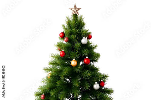 christmas tree with decorations. Christmas decorated tree. Holiday tree-PNG-