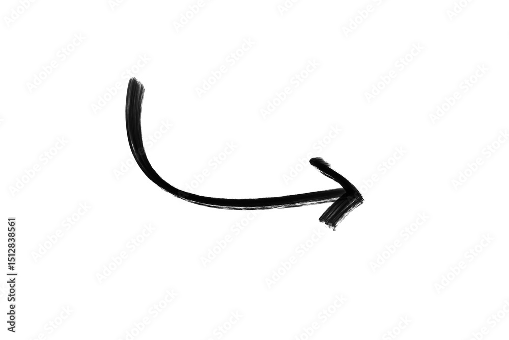 Obraz premium black ink brush directional pointing arrow on transparent background