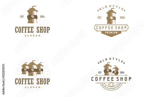vintage retro design logo coffee bean drink simple concept illustration template