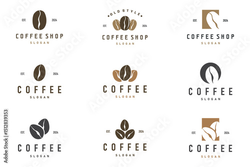 vintage retro design logo coffee bean drink simple concept illustration template