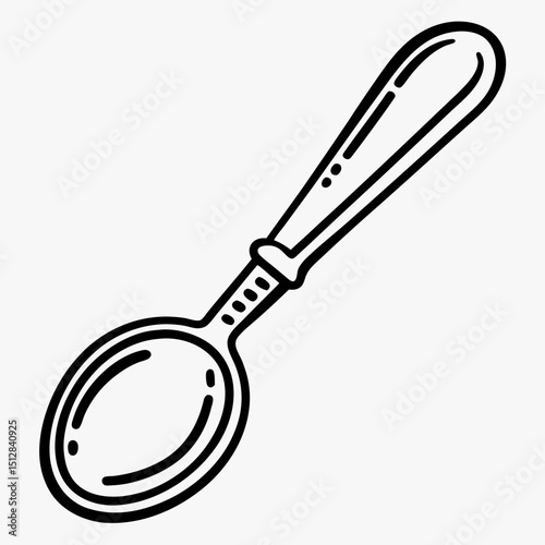 Isometric spoon illustration with detailed handle design  