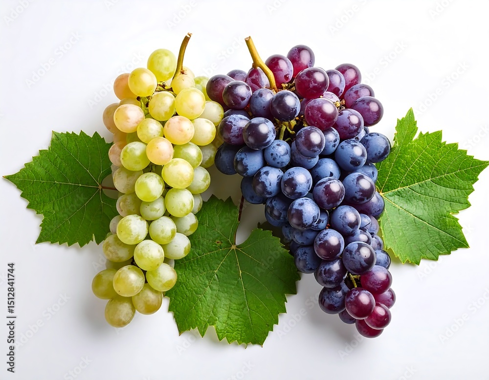 Fototapeta premium Fresh grapes with leaves