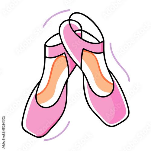 A stylized illustration of pink and white ballet slippers. Use for dance school promotions, ballet blogs, or artistic movement content.