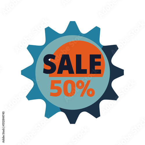 A dark blue starburst icon with "SALE 50%", ideal for e-commerce sites and blogs announcing discounts or special promotions.