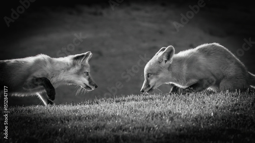 A pair of foxes sizing each other up