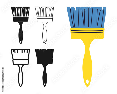 Painters brush for repair icon symbol set. Modern professional paint brush drawing tool symbol stylized design vector. Paint brushes flat sign professional construction tool repair simple icon design