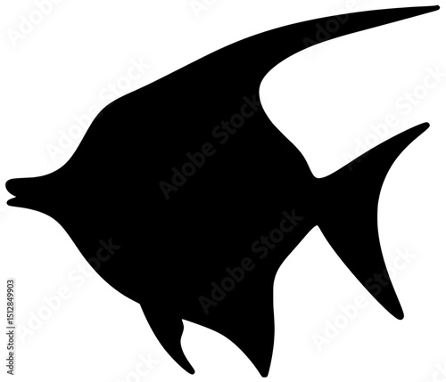 Moorish Idol Silhouette Vector Fish Shadow Illustration