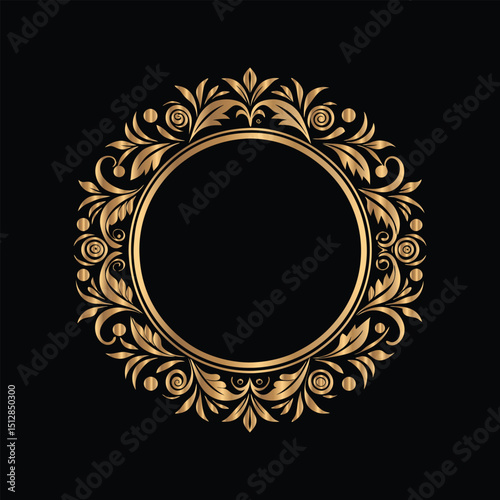 Vector golden frame. Elegant element for design in Eastern style, place for text. Floral golden border. Lace illustration for invitations and greeting cards.