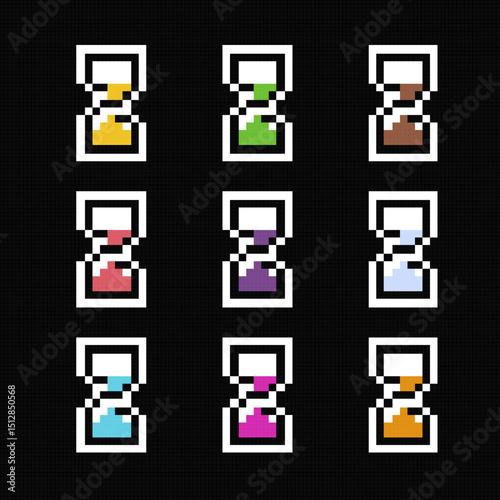 hourglass set color on black background