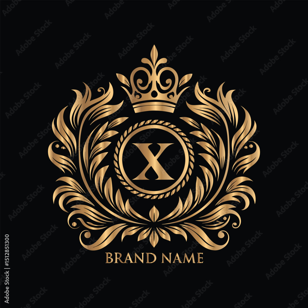 Fototapeta premium Vector golden frame. Elegant element for design in Eastern style, place for text. Floral golden border. Lace illustration for invitations and greeting cards.