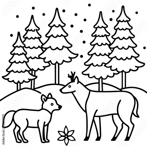 Winter Forest Animals – Simple Vector on White