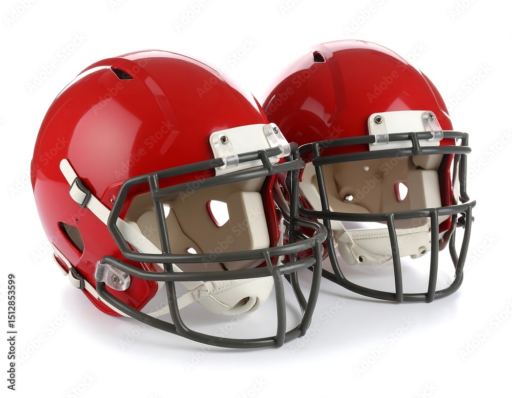 Fototapeta premium Two red football helmets