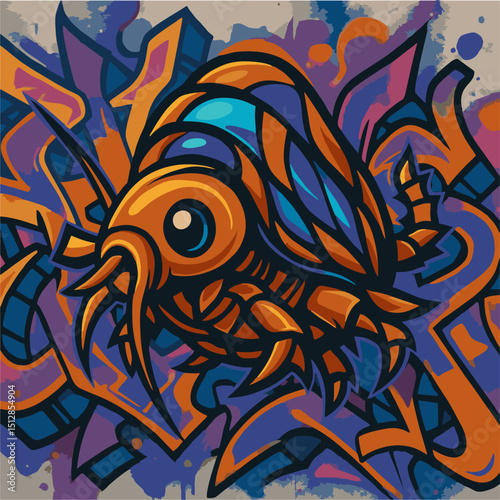 Cockroach graffiti art vector...