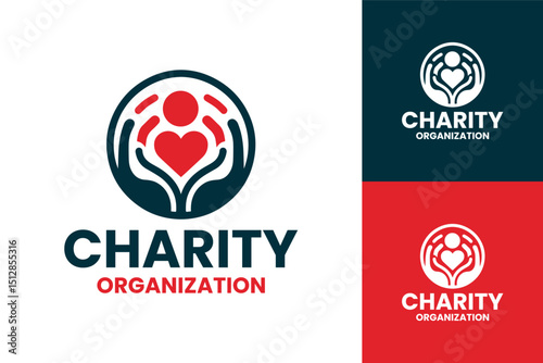 Modern Charity Logo Design Featuring Heart and Helping Hands for Nonprofit Organizations