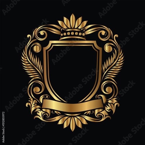 Vector golden vintage frame for design template. Elegant element for design in Eastern style, place for text. Floral golden border. Lace illustration for invitations and greeting cards.