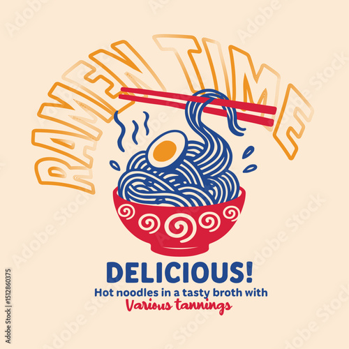Ramen love club artwork for t shirt print, Noodles t shirt design.  japanese food Graphic Design for T shirt