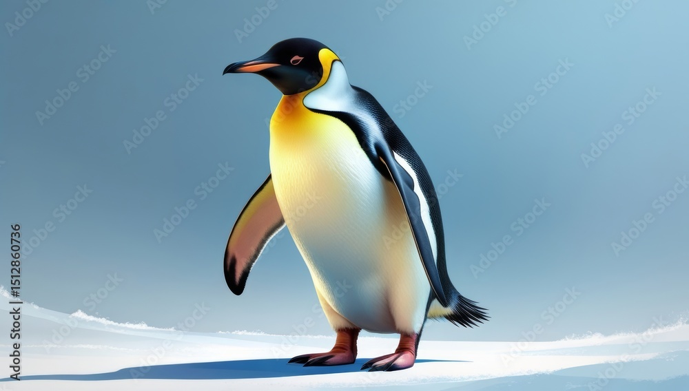 Fototapeta premium Elegant emperor penguin portrait amidst the serene antarctic landscape image