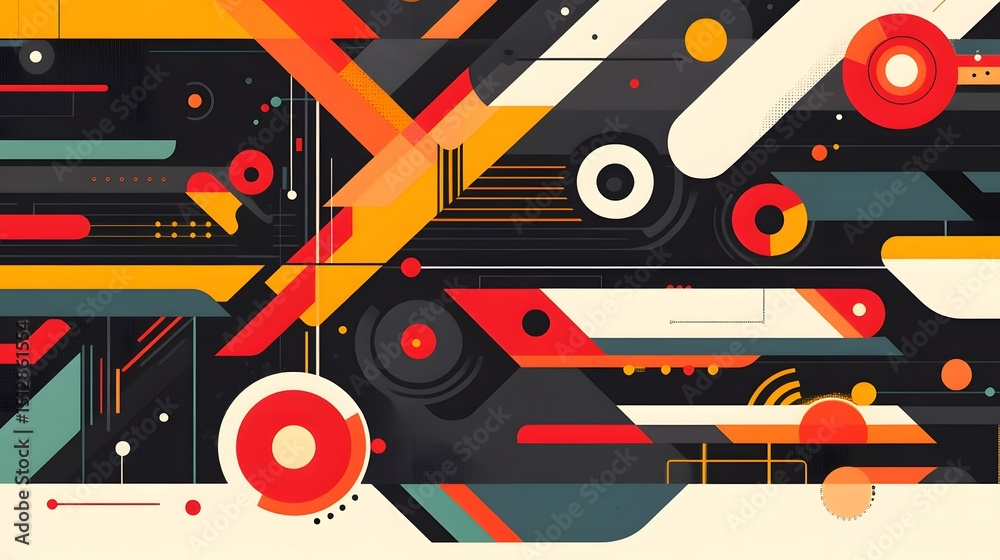 Obraz premium Abstract design with geometric shapes and vibrant colors.