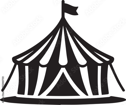 Circus tent silhouette, simple black icon