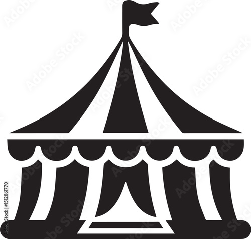 Circus tent silhouette, simple black icon