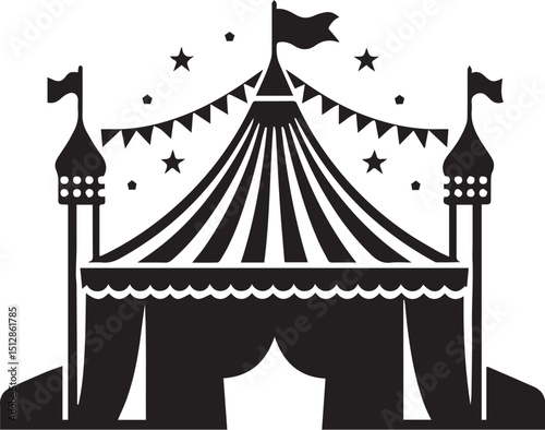 Circus tent silhouette, simple black icon