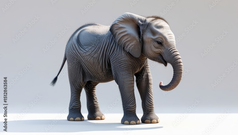 Obraz premium Majestic african elephant standing gracefully on a clean white background