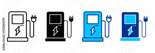Charging Icon Set Multiple Style Vector Illustration
