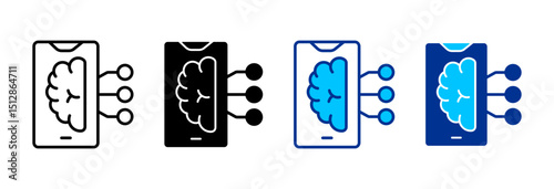 Mobile Technology Icon Set Multiple Style Vector Illustration
