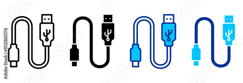Usb Icon Set Multiple Style Vector Illustration