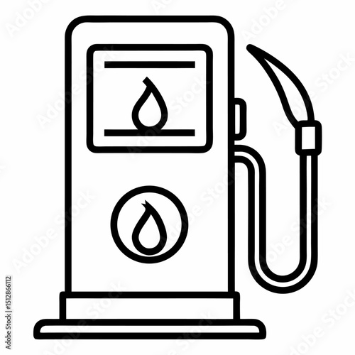 Outlined fuel pump with flame icon silhouette