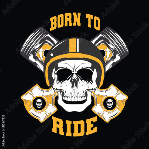Wallpaper Mural Born to Ride - Skull Motorcycle Enthusiast Design Torontodigital.ca