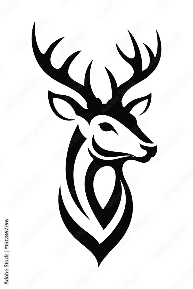 Naklejka premium Majestic Deer Head Silhouette Logo