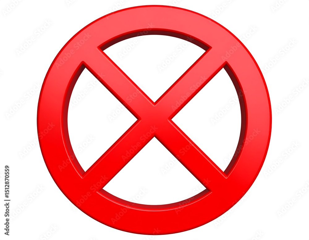 Fototapeta premium Red circle with a large X