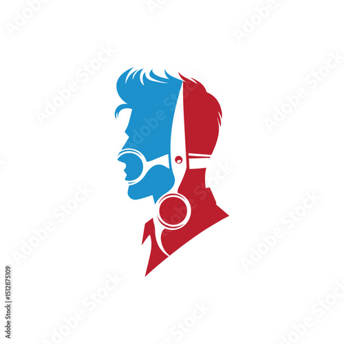 Silhouette Design Featuring Hairdresser Tools and a Barber's Profile
