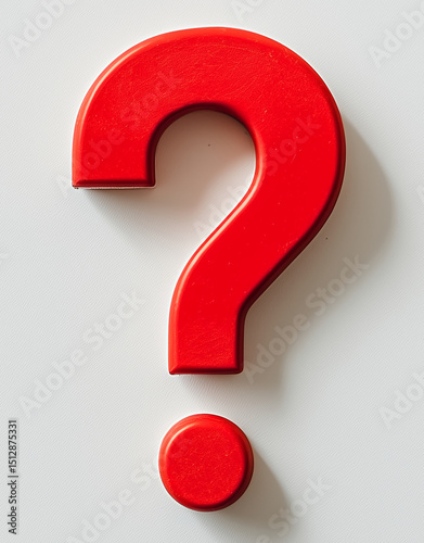 Red question mark isolated on white background representing inquiry and uncertainty