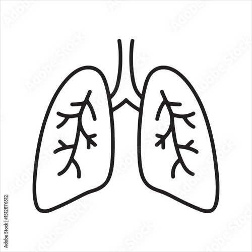 Human Lungs Organ Outline Icon for Respiratory Health