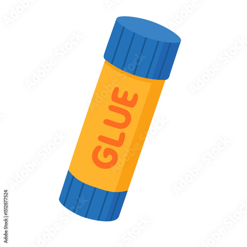 Cartoon glue stick in yellow and blue colors. Flat vector illustration of stationery tool for school or craft.