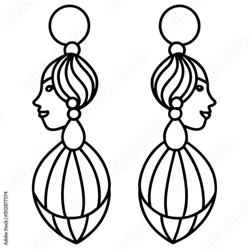 Minimalist Earrings Vector on White Background