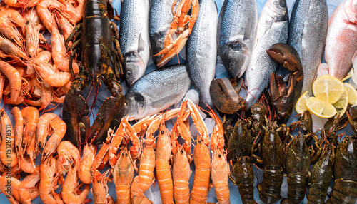 Seamless Pattern of Shrimp, Crab, and Lobster – Hand-Drawn Seafood Illustration in Nautical Marine Style, Perfect for Fabric, Packaging, and Summer-Themed Design