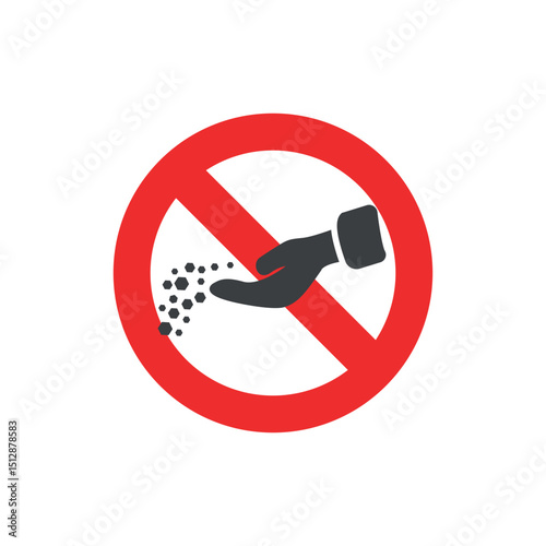 vector illustration prohibited from giving anything or food.
