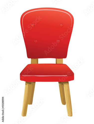 Simple Kids Chair with Bright Red Cushion