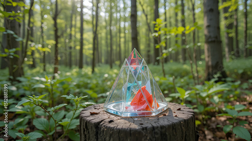 Orienteering. Control point Prism and electric composter for orienteering in the spring forest.