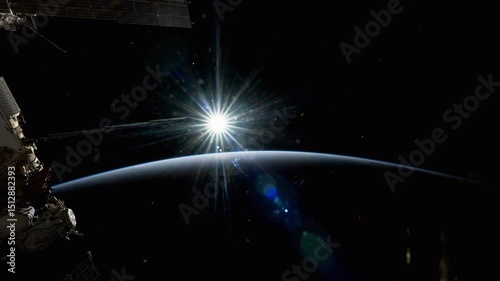 Real NASA ISS footage - orbital sunset: white sun rays near ISS. The International Space Station.
Source material was provided by NASA.
Color correction was done, noise was removed and slowed down.