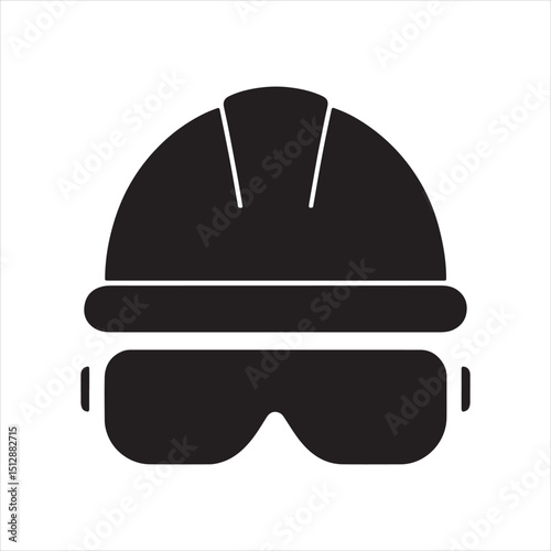 
Black Silhouette Safety Helmet with Goggles Icon
